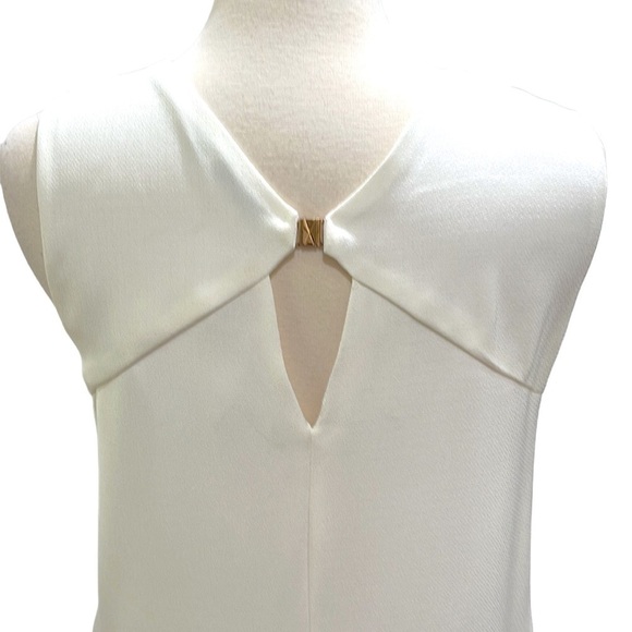 NWT FRNCH Vee Neck Shift Dress With Pockets Sleeveless SZ L Cream - Picture 5 of 8